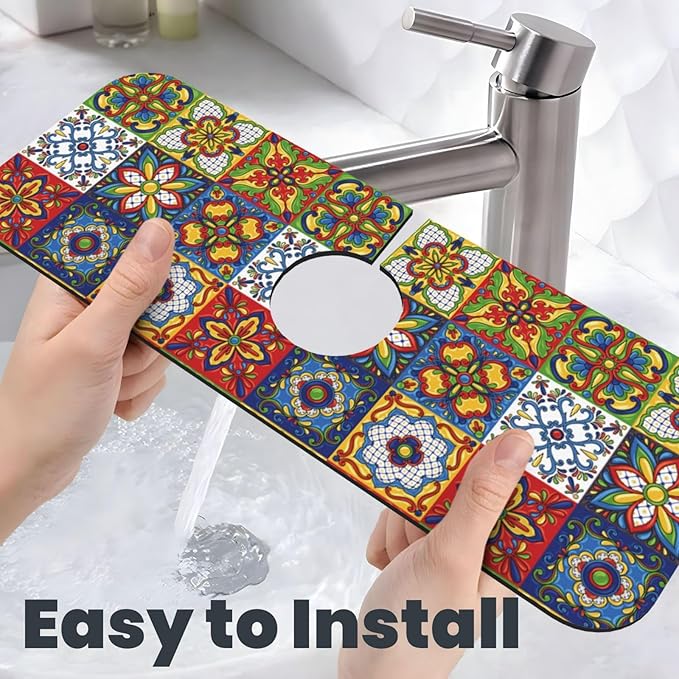 Talavera Mexican Tiles Mexico Kitchen Sink Splash Guard Faucet Mat Super - Image 6