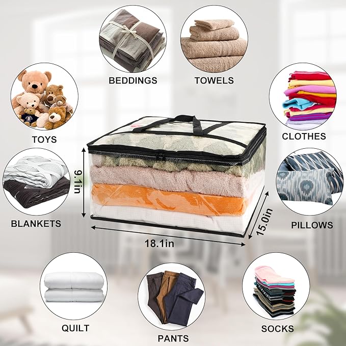 3Pack Clear Blanket Storage Bags, Vinyl Comforter Clothes Storage Closet - Image 2