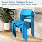 VECELO 4 Pack Stackable Dining Chairs, Plastic Patio Chairs for Indoor Outdoor Use in Kitchen, Poolside, No Assembly, Matte Blue - Image 4