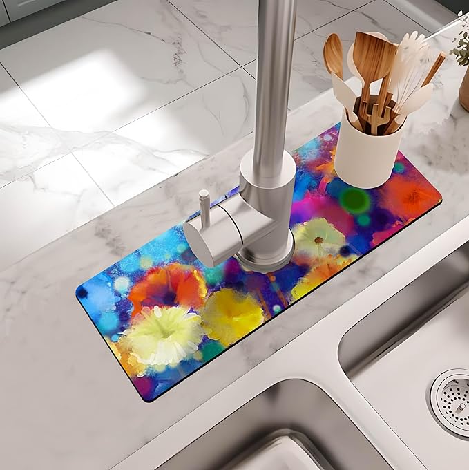 Kitchen Sink Splash Guard Faucet Mat -1 PC Super Absorbent Fast Drying Mat Sink - Image 2