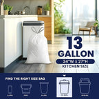 Plasticplace 13 Gallon Trash Bags │ 0.9 Mil │ White Tall Garbage Can Liners │ - Image 3