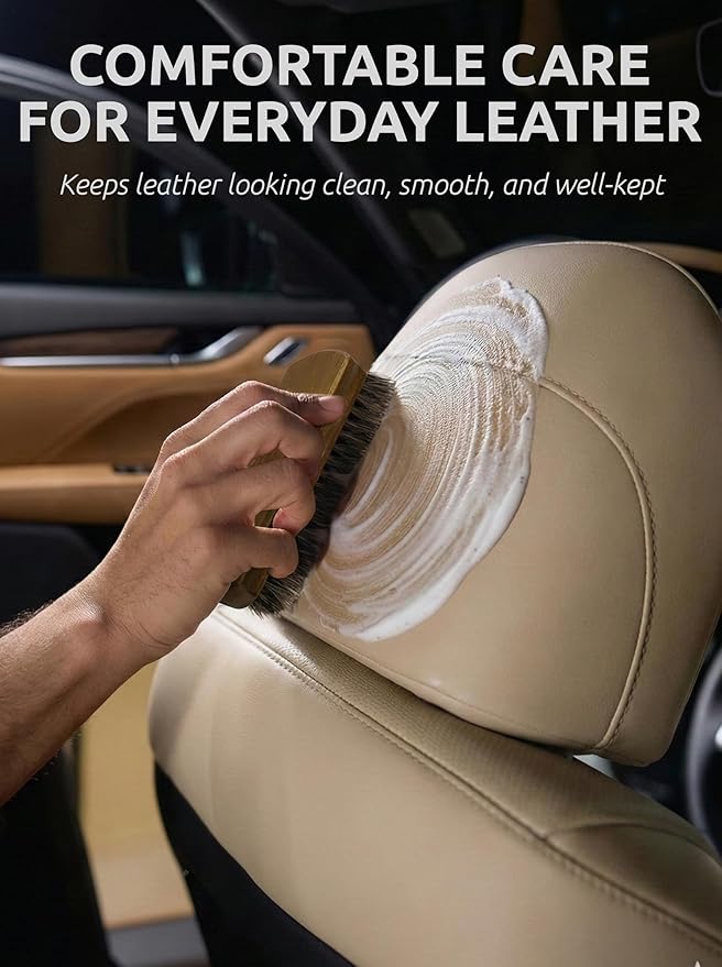 TAKAVU Leather & Upholstery Cleaning Brush Set, 100% Horse Hair Bristle - Image 4