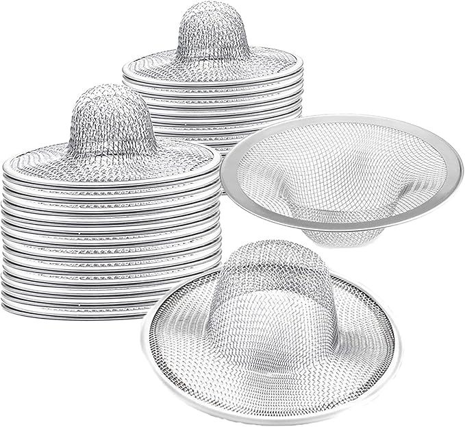 40 pcs Heavy Duty Stainless Steel Slop Basket Filter Trap, 2.75" Top / 1" Mesh by BESSEEK