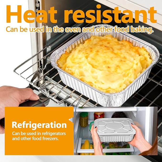 8x8 Thickened Aluminum Foil Pans, Food Prep, Steam Table, and Party Catering. - Image 4