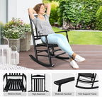 VINGLI Wooden Rocking Chair, Outdoor Chair with 450 lbs Support, Relaxing Rocker with Solid Wood High Back Seat Reclining Seat for Deck, Garden, Backyard, Porch, Indoor or Outdoor Use (Black, 2PCS) - Image 5