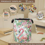 Watercolor Flamingo Laundry Hamper, Tropical Flower Leaves Clothes Hamper - Image 4