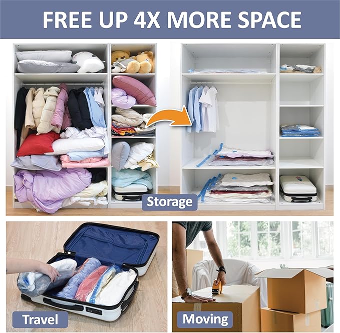 Cozy Essential 4 Pack XXL Jumbo Vacuum Storage Bags, Extra Sealed Bags - Image 3