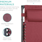 Best Choice Products Folding Zero Gravity Outdoor Recliner Patio Lounge Chair w/Adjustable Canopy Shade, Headrest, Side Accessory Tray, Textilene Mesh - Burgundy - Image 7