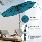 AreShark 9 FT Patio Umbrella for Outdoor, Outdoor Table Umbrella with Push Button Tilt and Crank, Outdoor Patio Umbrellas with 8 Sturdy Ribs for Market, Garden, Pool (Lake Blue) - Image 5
