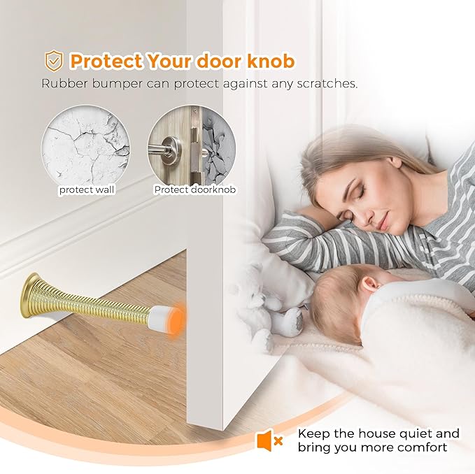 Ravinte Door Stoppers, 18 Pack Gold Spring Door Stops - Image 6