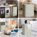 BALEINE Laundry Hamper with Lid, Tall Laundry Baskets with Bamboo Pull Handles - Image 8