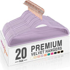 HOUSE DAY Lt-Purple Velvet Hangers 20 Pack, Premium Non-Slip Felt Clothes by HOUSEDAY