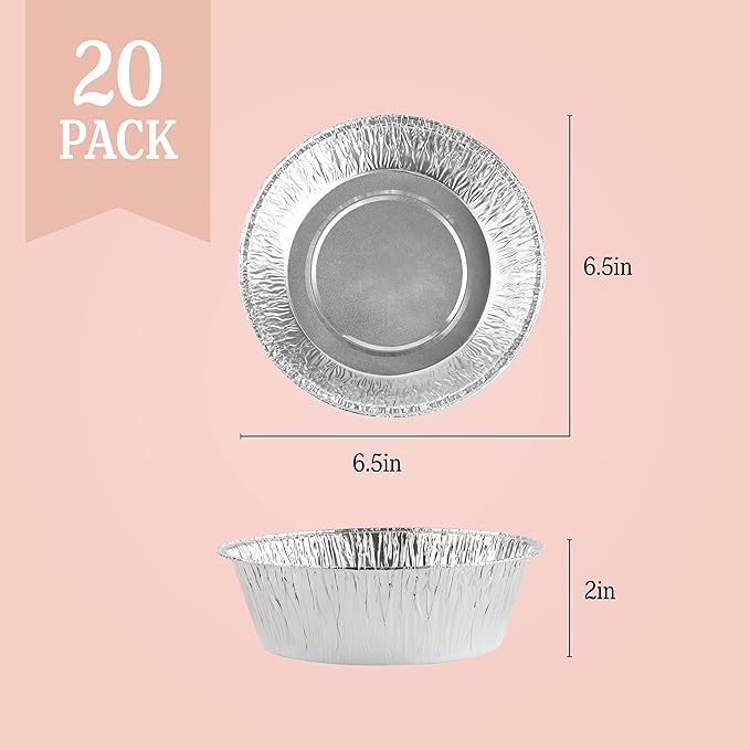 PLASTICPRO 6.5'' Inch Round Tin Foil Pans Disposable Aluminum, Freezer & Oven - Image 4