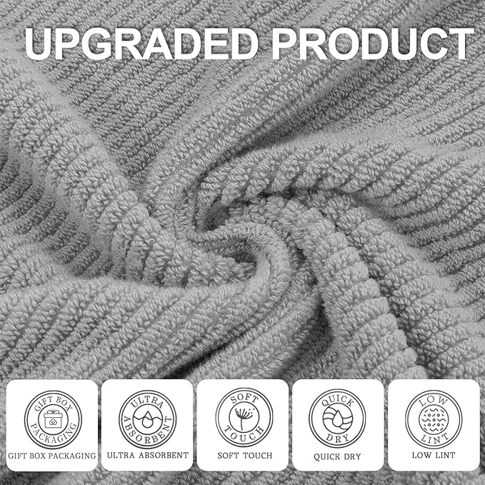 VOOVA & MOVAS Grey Bathroom Towel Sets - Image 2
