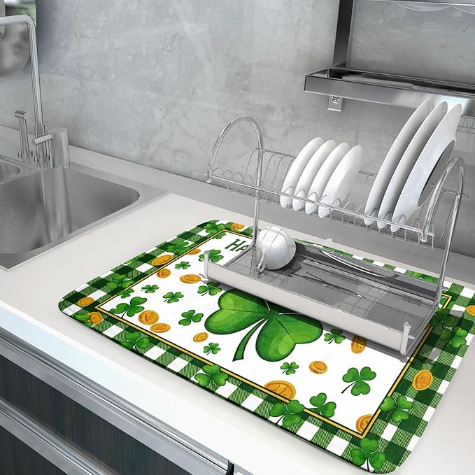Happy St. Patrick's Day Green Dish Drying Mat 18 x 24 Inch - Image 5