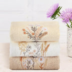 3 Pcs Boho Flowers Hand Towels Farmhouse Floral Brown Wildflowers Bathroom - Image 5
