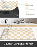 Rnivvi Dish Drying Mat for Kitchen Counter, XL 15 x 24" Cute Checkered - Image 4
