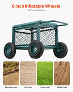 VEVOR Rolling Garden Cart with Seat, Metal Rolling Garden Work Seat with Wheels, Supports up to 400 LBS, Heavy Duty Gardening Cart Scooter, Outdoor Wagon & Stool on Wheels for Lawn, Patio, Backyard - Image 2