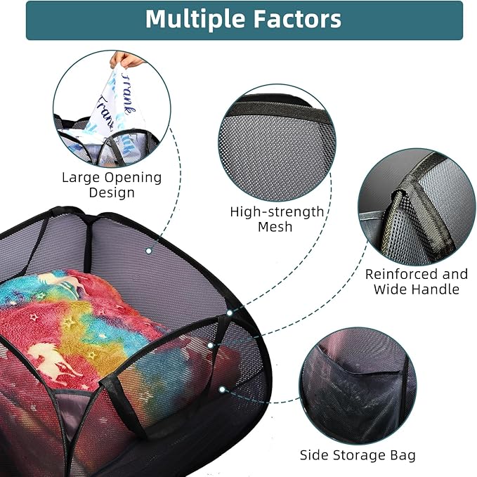 2 Pack Collapsible Laundry Baskets, 90L Large Foldable Laundry Basket, Durable - Image 5