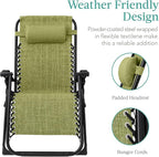 Best Choice Products Oversized Zero Gravity Chair, Folding Outdoor Patio Recliner, XL Anti Gravity Lounger w/Removable Cushion, Cup Holder, Side Tray, 350lb Capacity - Lime Green - Image 4