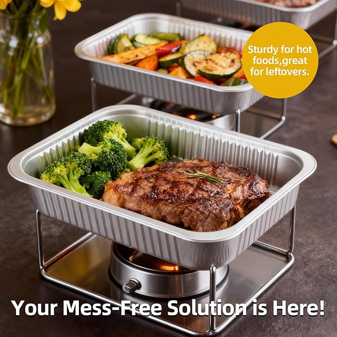 Aluminum Foil Pan with Lids, Heavy Duty Disposable Aluminum Baking Pans - Image 8