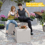 37 Gallon Outdoor Deck Box, Lockable Waterproof Outdoor Storage Boxes For Garden Tools,Indoor Cushions,Accessories Outside Storage Resin Weatherproof Container(Grey) - Image 3
