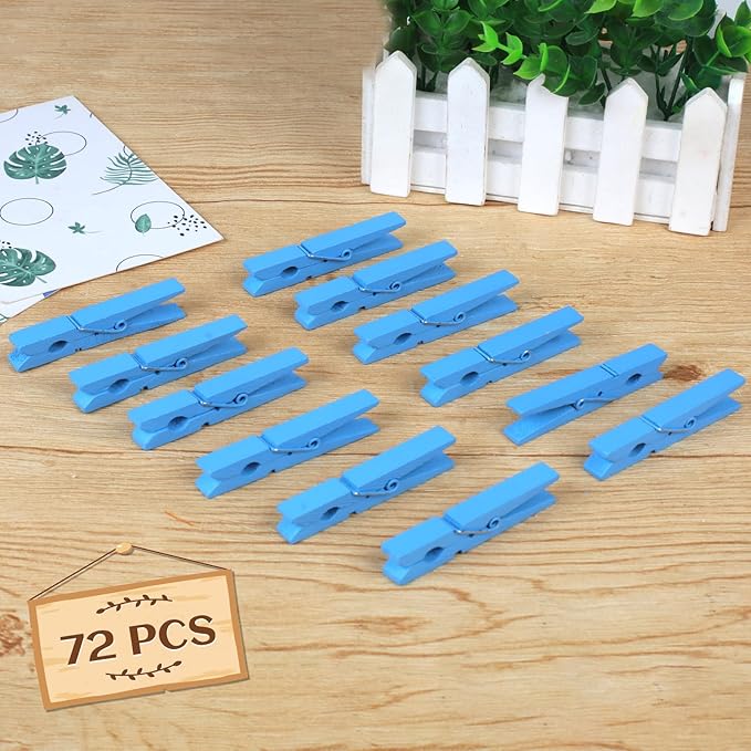 Phinus 72 Pcs Colorful Wooden Clothes Pins, 2.9 Inch Clothes Pins - Image 5