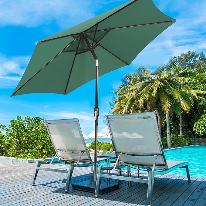 Blissun 7.5 ft Patio Umbrella, Yard Umbrella, Outdoor Market Umbrella with Push Button Tilt Crank, Seaglass - Image 7
