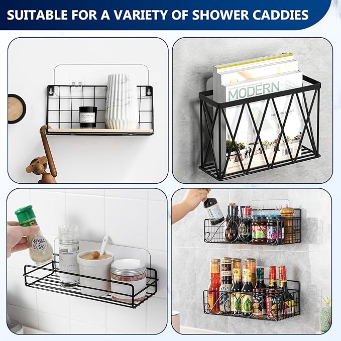 9-Pack Shower Caddy Adhesive Replacement, Transparent Adhesive Hooks Stickers - Image 8