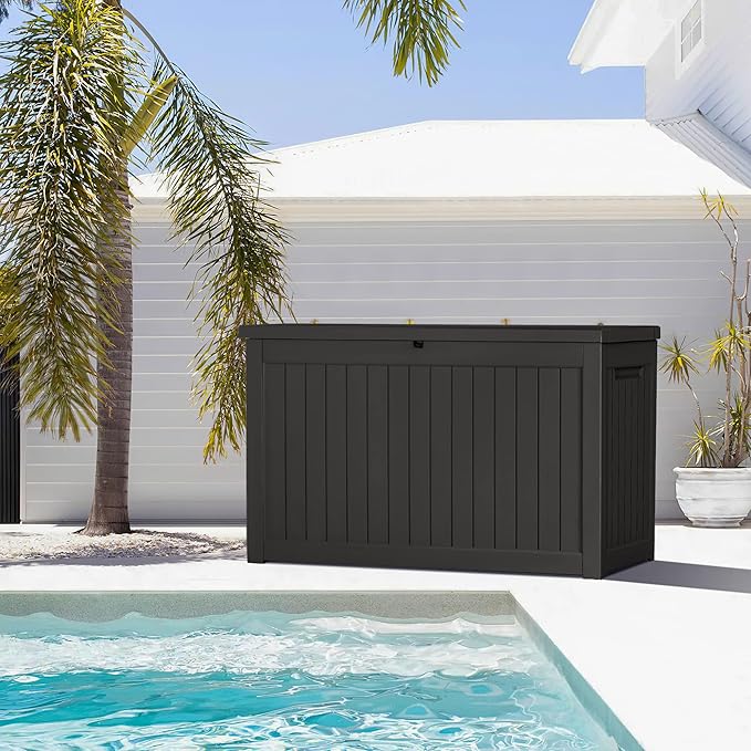 Devoko XXL 230 Gallon Resin Large Deck Box Waterproof Outdoor Storage Box Loackable for Patio Furniture Cushions and Garden Tools(230 Gallon, Black) - Image 4