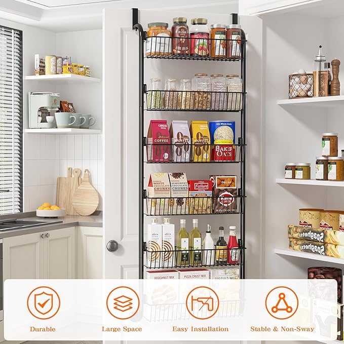 MIAOLI Over the Door Pantry Organizers and Storage, 6-Tier Spice Rack, Home & - Image 4