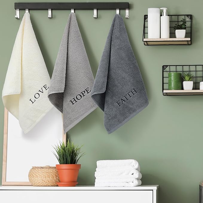 3 Pcs Faith Hope Love Farmhouse Decorative Hand Towels - Image 4