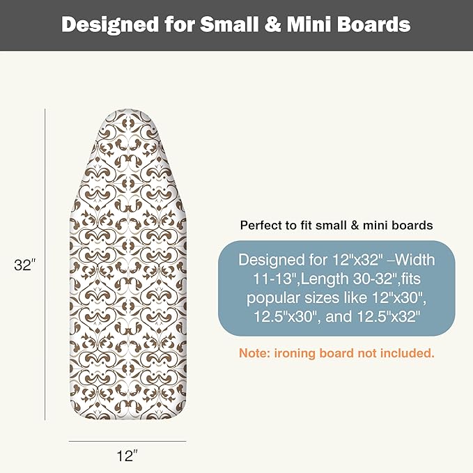 Small Ironing Board Cover and Pad 12.5"x30" Small Iron Board Cover - Image 2