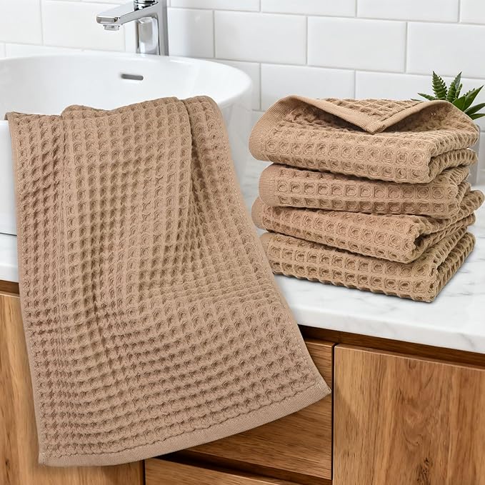 Jacquotha Waffle Bathroom Hand Towels 5-Piece – Cotton, Lightweight, Lint Free - Image 8