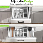 Bamboo Kitchen Drawer Organizer, Expandable Silverware Organizer - Image 2