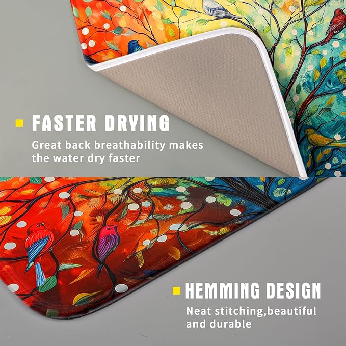 Colorful Spring Tree Bird Dish Drying Mats - Image 3