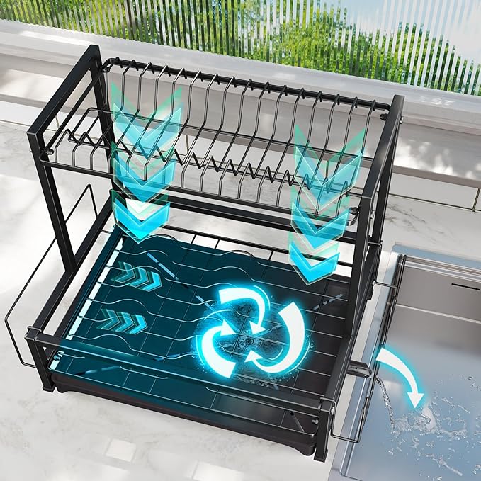 Simple Trending Dish Drying Rack, 2-Tier Dish Rack - Image 8