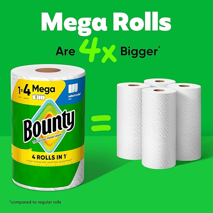 Bounty Select-A-Size Paper Towels, 2 Mega Rolls = 8 Regular Rolls - Image 3