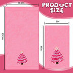 3Pcs Christmas Pink Hand Towel Set Cotton Xmas Tree Santa Snowman Bathroom - Image 2