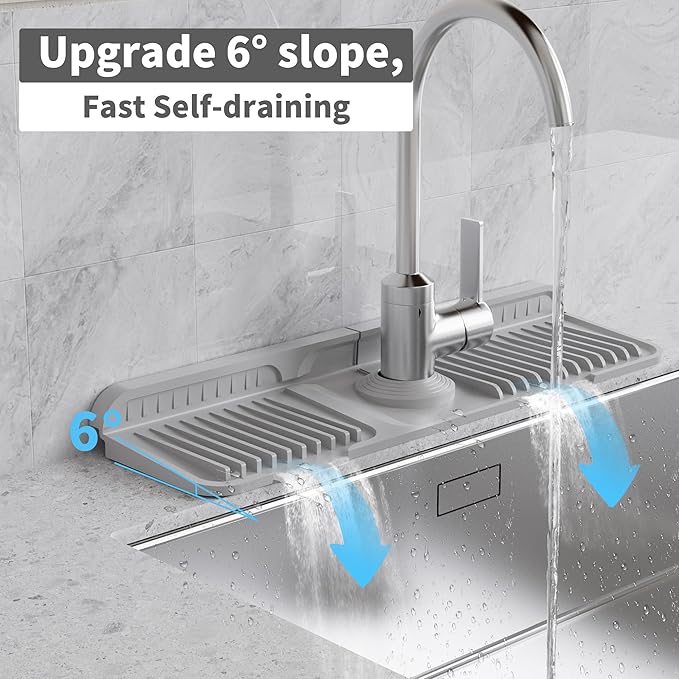 WAFT YEARN 17X5 Inch Silicone Durable Faucet Mat Kitchen Sink Splash Guard - Image 3