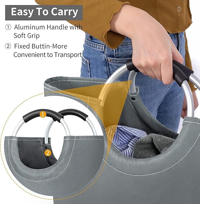 ZEROJETLAG 82L Large Laundry Basket Collapsible Hamper - Image 3