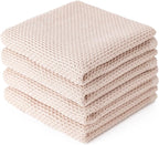 BOOMIBOO 4-Pack Dish Towels, 100% Cotton Waffle Weave, Ultra Soft Absorbent by BOOMIBOO
