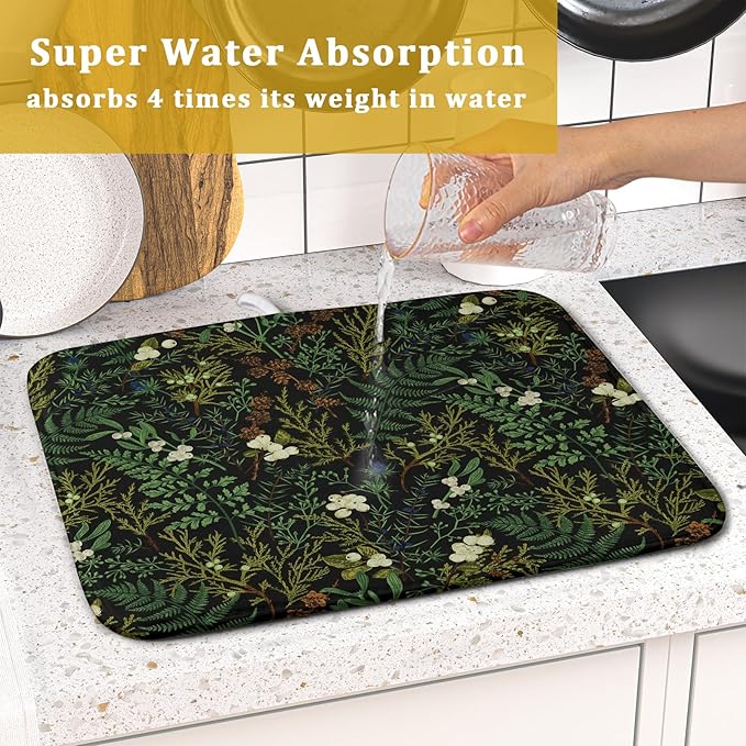 Black Sage Green Plant Dish Drying Pad 16 x 18 Inch - Image 7