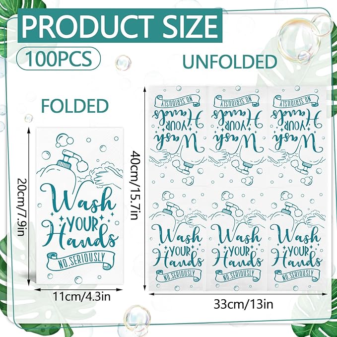 100 Pcs Disposable Hand Towels for Bathroom Paper Towels for Guests 3 Ply Wash - Image 2