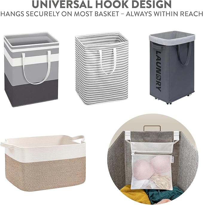 2Pcs Mesh Laundry Bags for Delicates w/Hooks, Hanging Durable Laundry Mesh Wash - Image 5