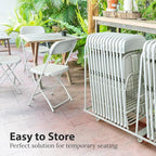 10 Pack Foldable Plastic Chair | Folding & Stackable | 350 lbs Capacity Steel Frame Seats for Indoor Outdoor | Commercial Use Events Wedding Party Bulk Picnic Kitchen Dining - White - Image 6