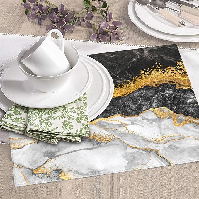 Black Gold Marble Dish Drying Mat - Image 3