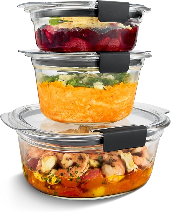 Rubbermaid Brilliance® Glass Round Leak-Proof 6-Piece Set Food Storage by Rubbermaid
