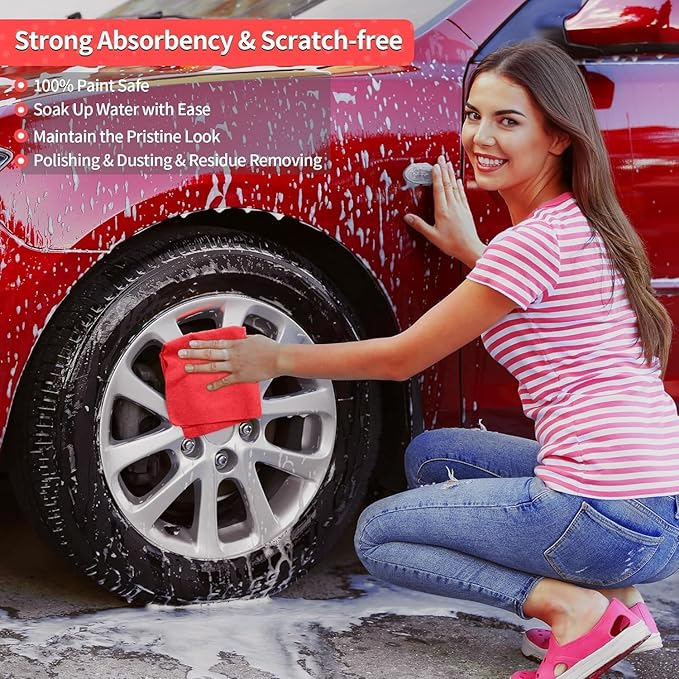 HOMERHYME Microfiber Cleaning Cloth, 200 Pack Red Cleaning Rags Microfiber - Image 5