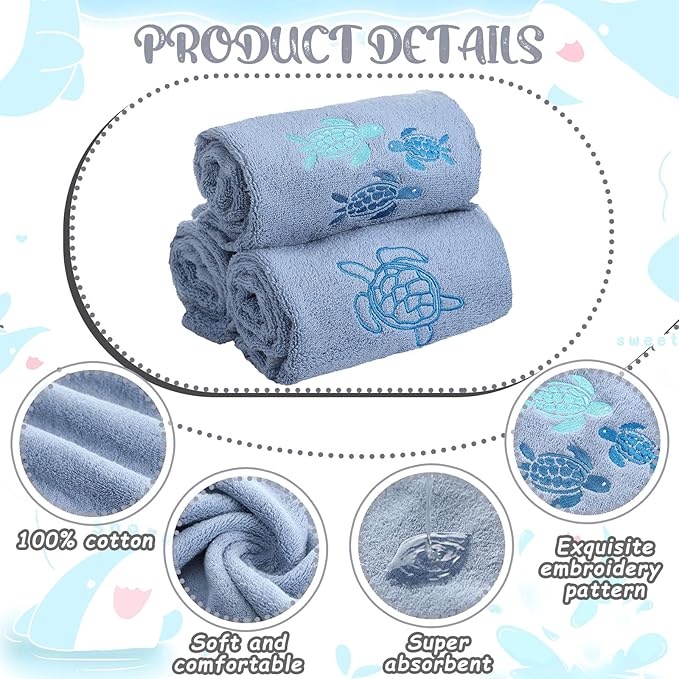 3 Pack Sea Turtle Coastal Hand Towels - Image 4